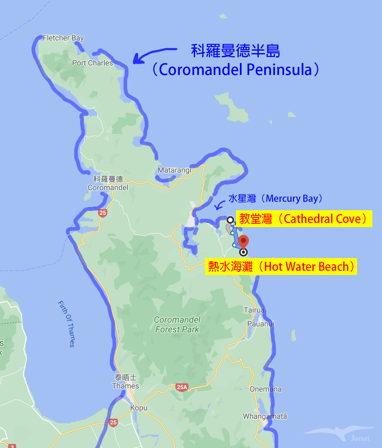 紐西蘭 科羅曼德半島位置圖 NZ Coromandel