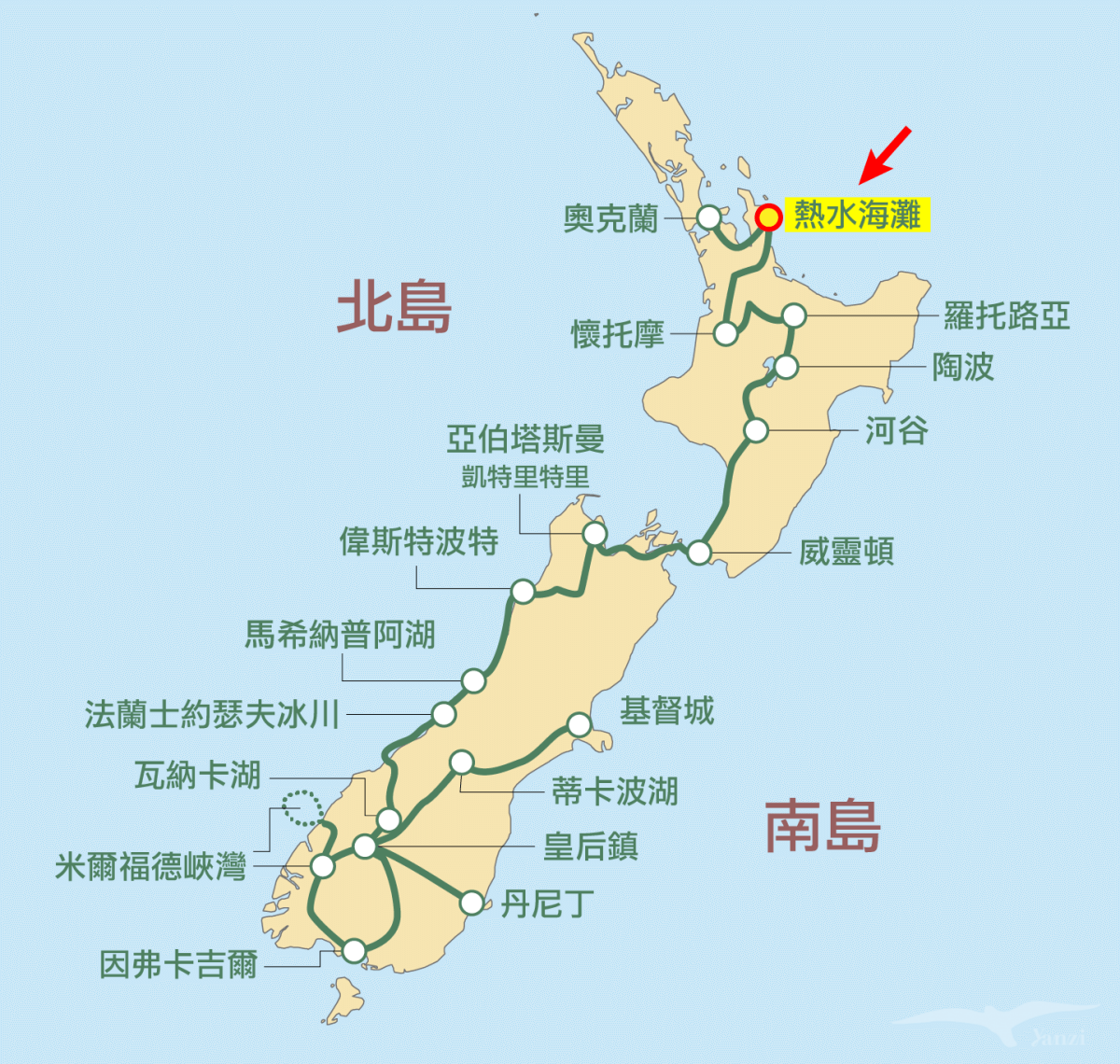 kiwi experience巴士路線 / hop-on hop-off bus passes 