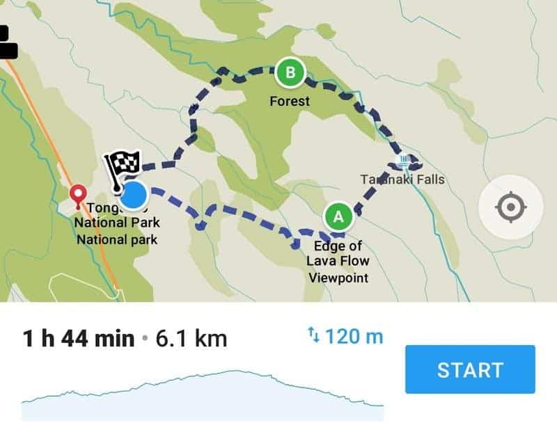 【紐西蘭D8上】東格里羅國家公園Tongariro National Park|超壯觀瀑布! - 第9張圖 taranaki-falls-track-map
