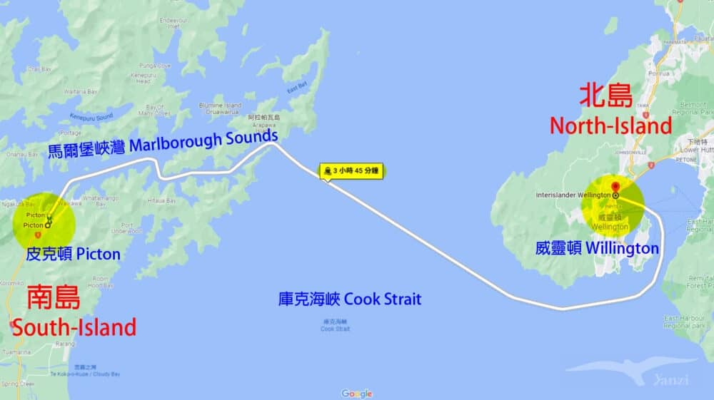 interislander渡輪 路線圖