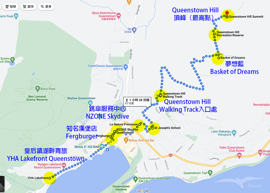 Queenstown Hill Walking Track Map