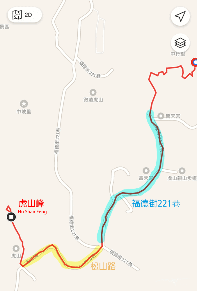 虎山溪步道路線圖
