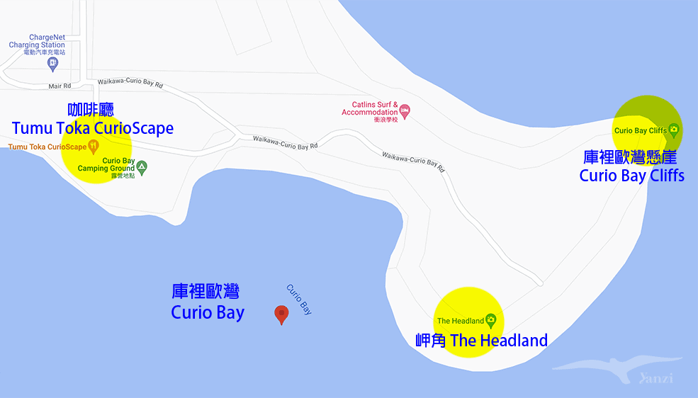 庫裡歐灣地圖 Curio Bay Map