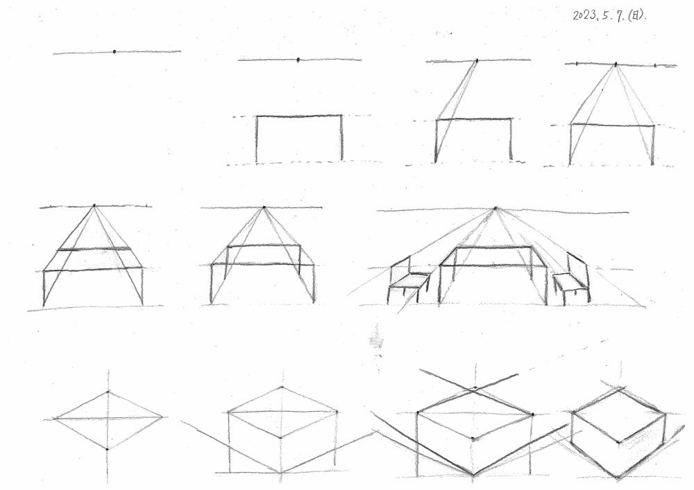 【素描透視練習】一點透視+兩點透視法｜自學畫畫#6