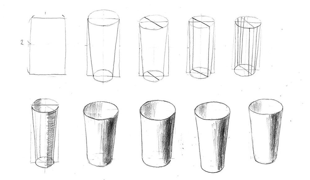 素描 玻璃杯 畫畫步驟