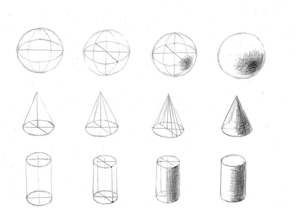 【素描上色】畫立體圖形的邊，加上遠近色階｜自學畫畫#4