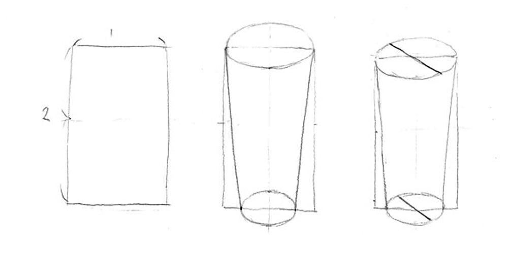 素描 玻璃杯 畫畫步驟1