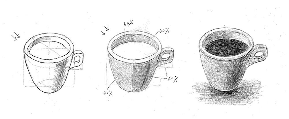 【素描明暗】畫瓶子+咖啡杯+雞蛋+蘋果｜自學畫畫#8
