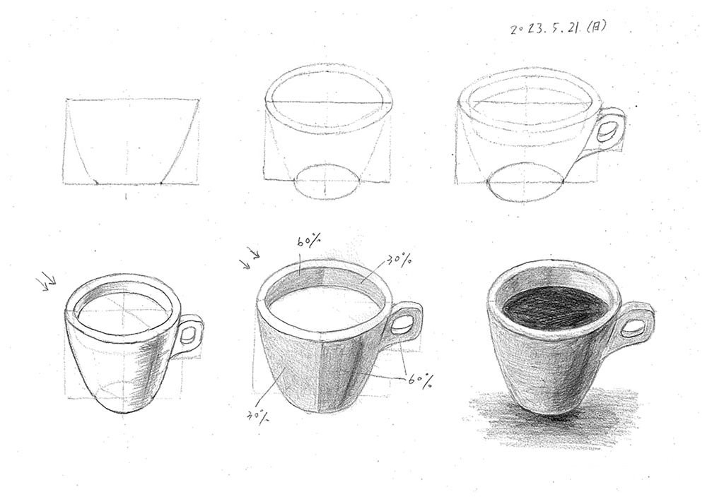 【素描明暗】畫瓶子+咖啡杯+雞蛋+蘋果｜自學畫畫#8