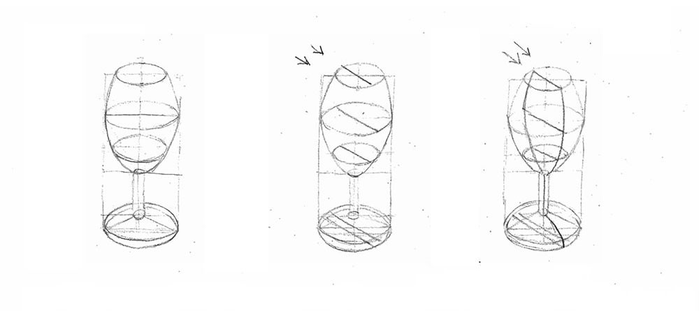 【素描質感】畫狗尾草+葡萄酒杯+玻璃杯｜自學畫畫#9