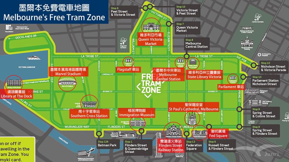 Melbourne's Free Tram Zone map