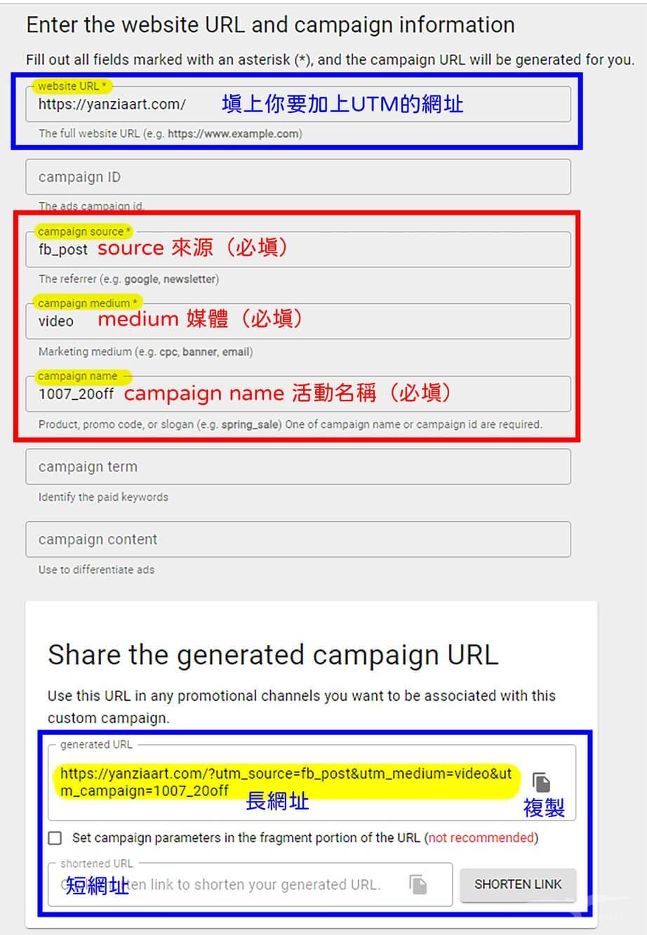 Campaign-URL-Builder設定產出UTM