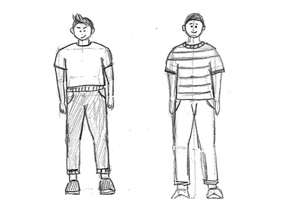 【人物素描】畫「正面」與「側面」穿著衣服的人｜自學畫畫#20