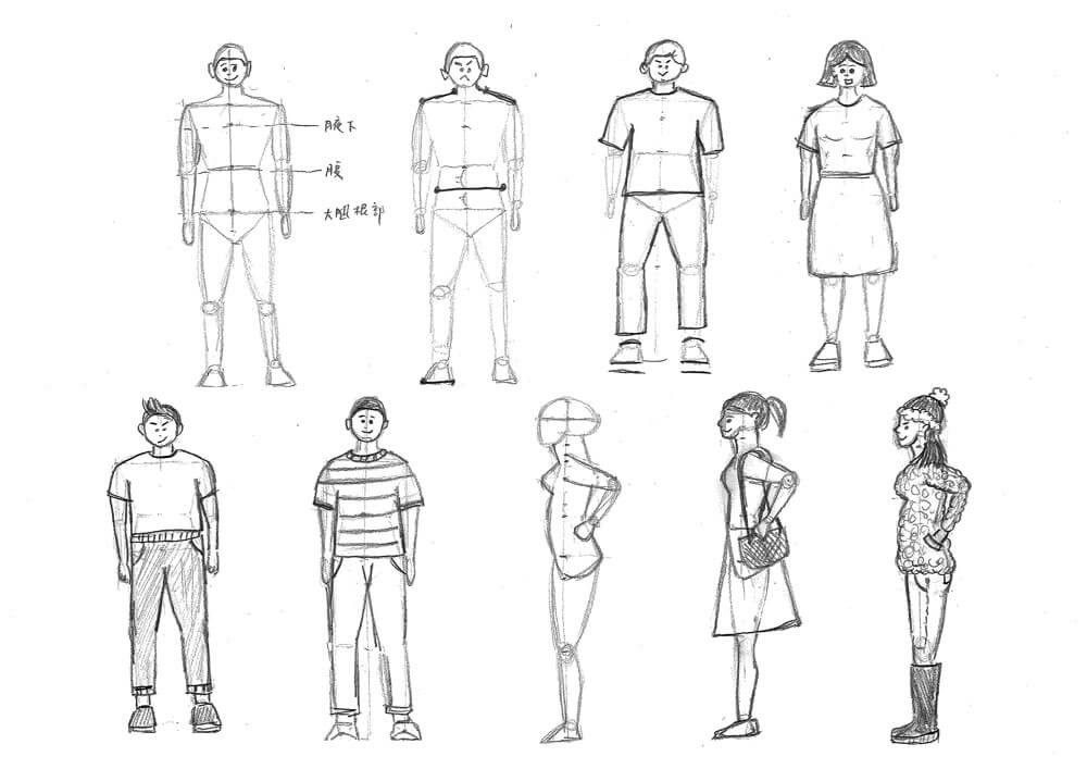 【人物素描】畫「正面」與「側面」穿著衣服的人｜自學畫畫#20