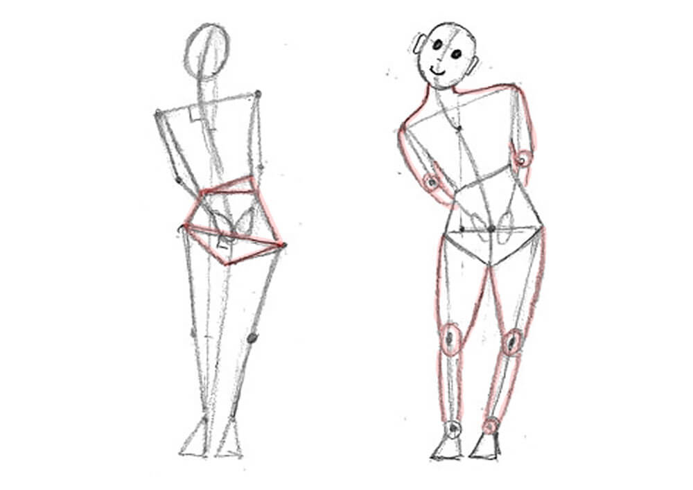 21 人物素描 畫「動態姿勢」穿衣服的人體形狀 3