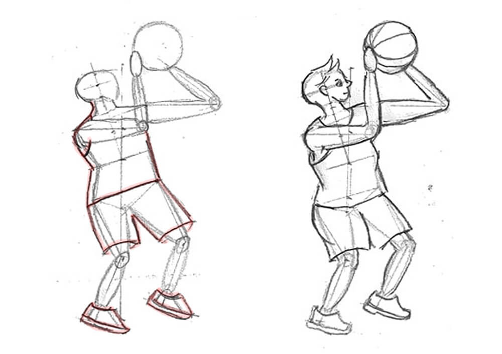 【人物素描】畫投籃的人!抓出斜向身體的形狀|自學畫畫#22 - 第9張圖 【人物素描】畫投籃的人!抓出斜向身體的形狀|自學畫畫#22