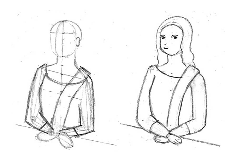 【人物素描】畫蒙娜麗莎簡易版｜畫有景深的人｜自學畫畫#23